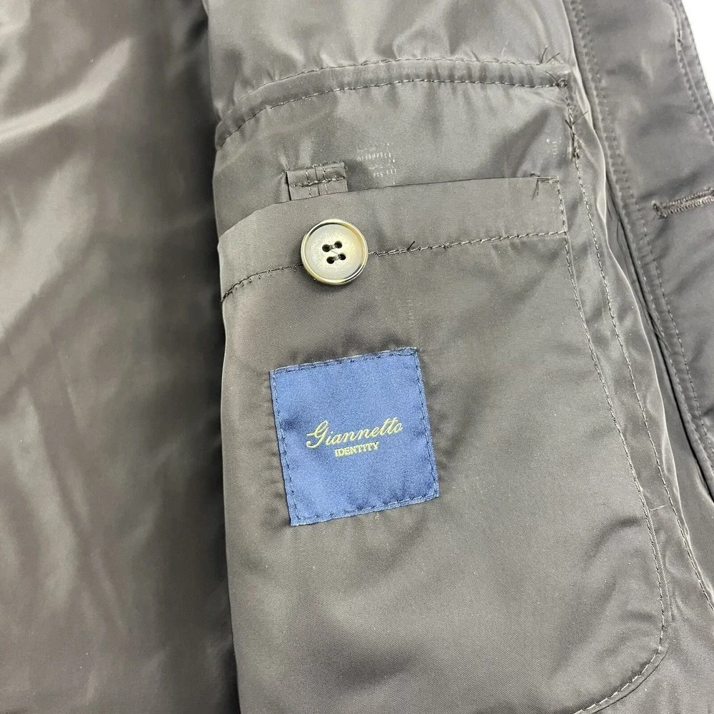 Giannetto Brown Lightweight Cotton Nylon Military Rick Jacket Size 54 NWT